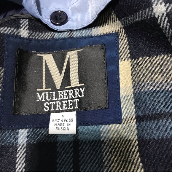 MULBERRY STEET Women's Royal & Light Blue COAT Plaid Lined Drawstring Waist sz M - Picture 8 of 9